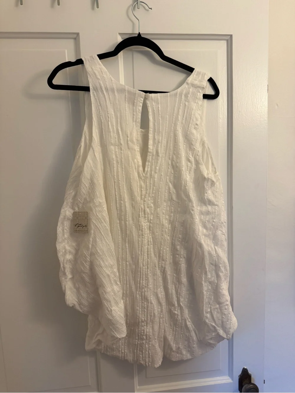 Free People White Textured Cropped Tank